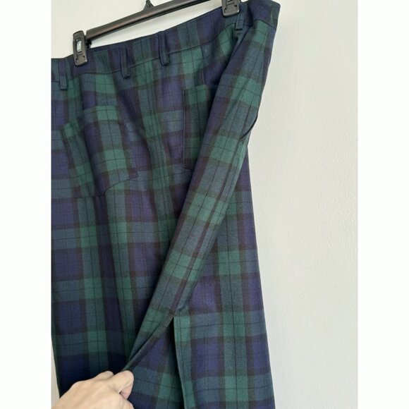 Pendleton Women’s 12P Blue Green Plaid Virgin Wool Button Midi Skirt Academia - Picture 5 of 10